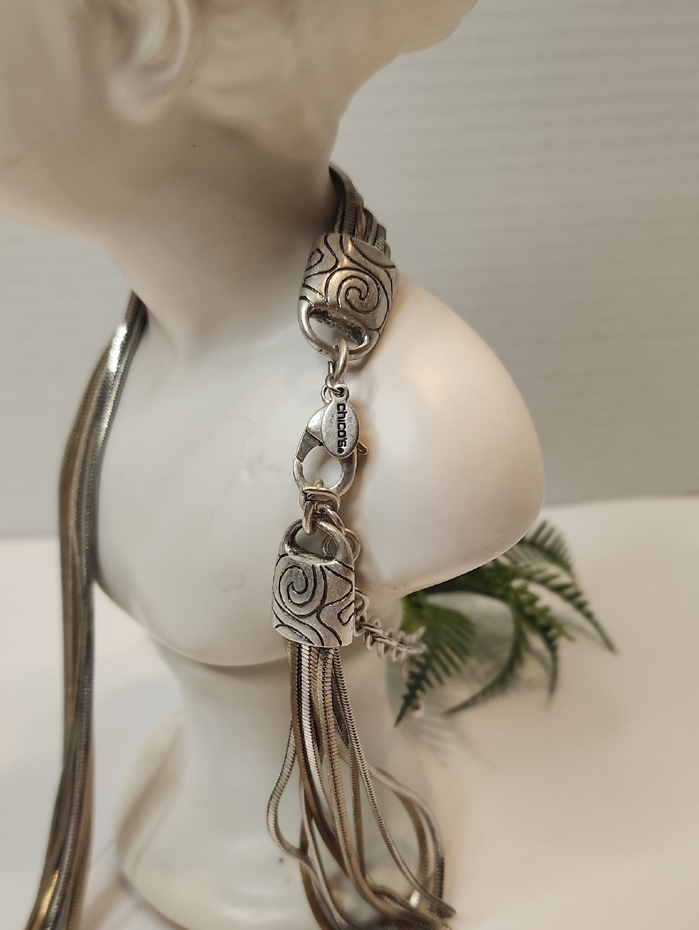 Chico's Silver Gold Multi Snake-Chain Necklace-Lobster Clasp
